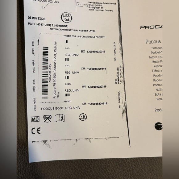 Procare 79-90550 New Podous Boot Regular Universal Left or Right Hook & Loop - Picture 8 of 8